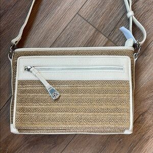 Brighton “Brooklyn” style; tan & cream, magnetic open/closure purse